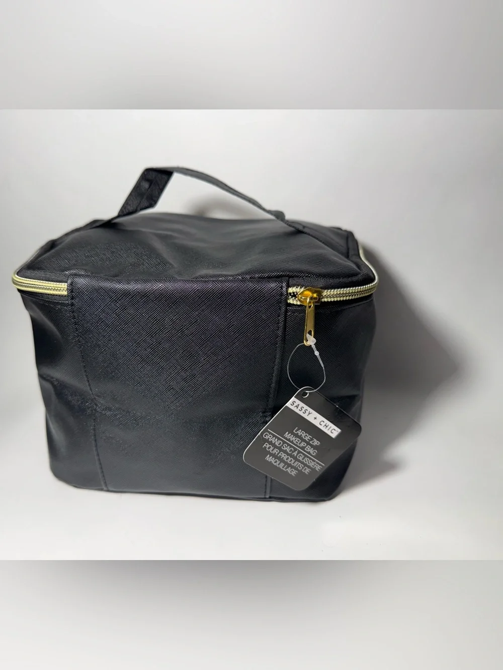Sassy + Chic Large Black Makeup Bag Travel Toiletry Organizer Case NWT 8x6x5 in